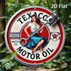 Vintage Texaco Motor Oil Retro Tin Sign Round Metal Wall Art Decor
