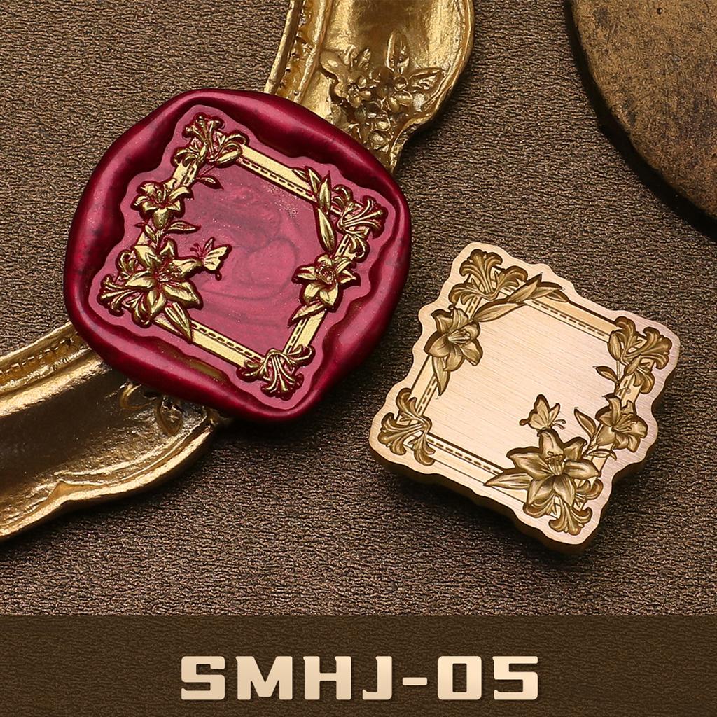 Solid Brass Wax Seal Stamp Head  3D Embossed Wax Sealing Stamp Flower Frame for Personalizing Stationery