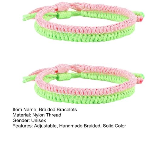 2 Pcs Friendship Bracelets Hand-woven Braided Rope Adjustable Woven Bracelet Symbolic Colors for Meaningful