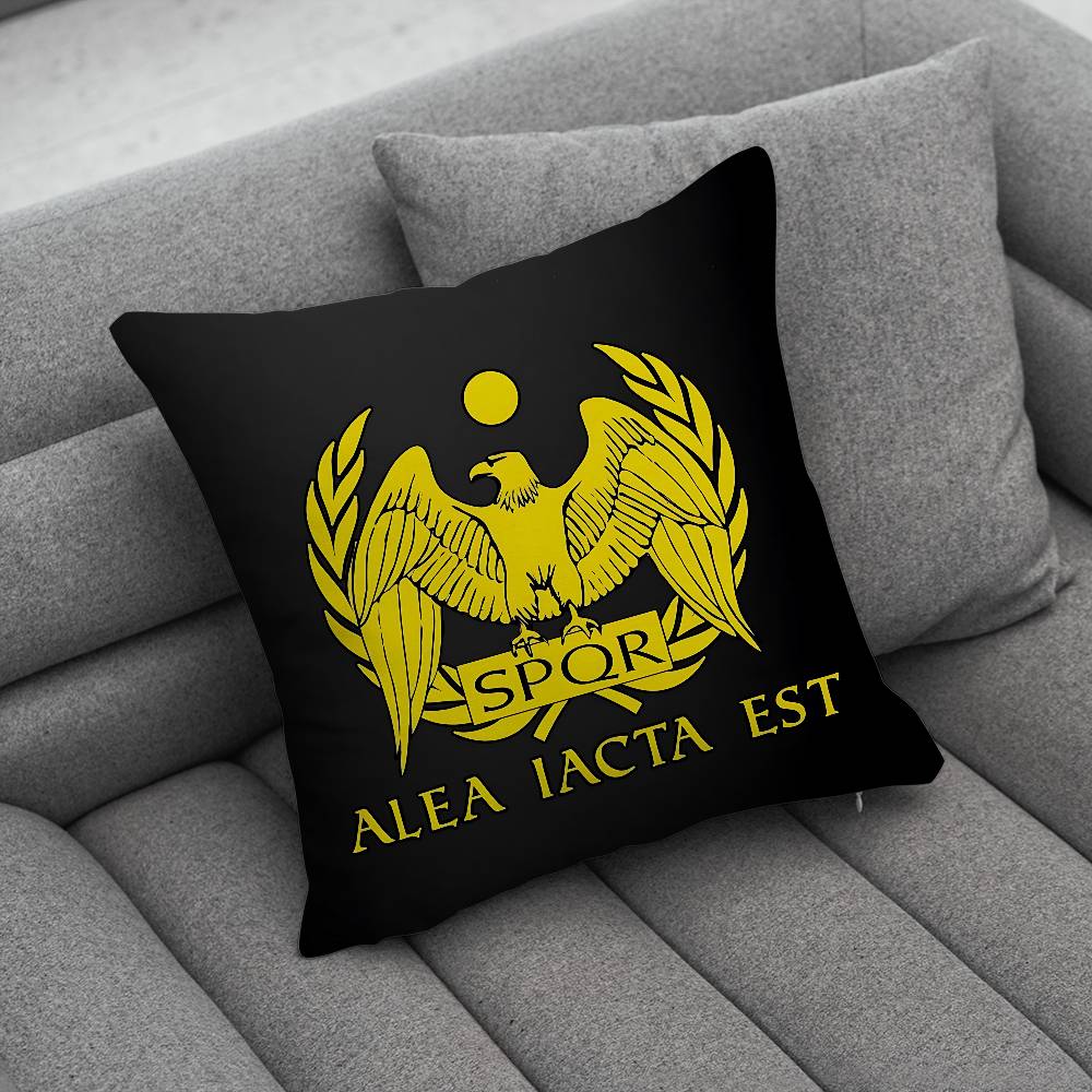 Retro Spqr Roman Empire Pillow Case Antidustmite Pillowcase Invisible Zipper Silky Short Plush Sofa Cushion Cover