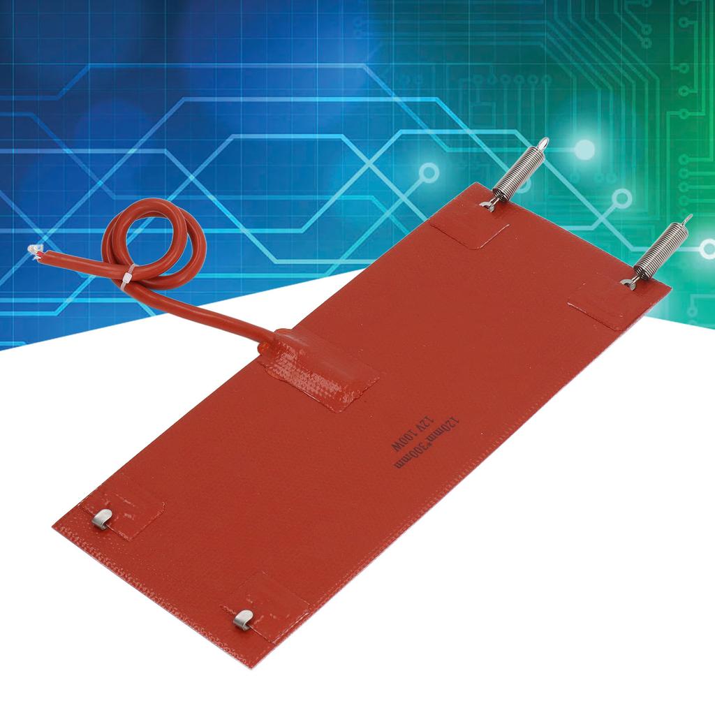 Silikonová vyhřívací podložka Vodotěsná vyhřívací podložka ohřívač 300x120mm 100W pro auto do auta DC12V