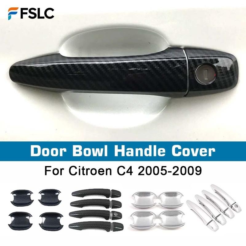 Car Decoration Carbon Fiber Door Handle Cover Trim For Citroen C4 MK1 Pallas Triomphe Quatre 2005-2009 Car Accessories Stickers