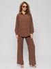 French Casual Two-Piece Loungewear Set: Relaxed Shirt and Pants for Women