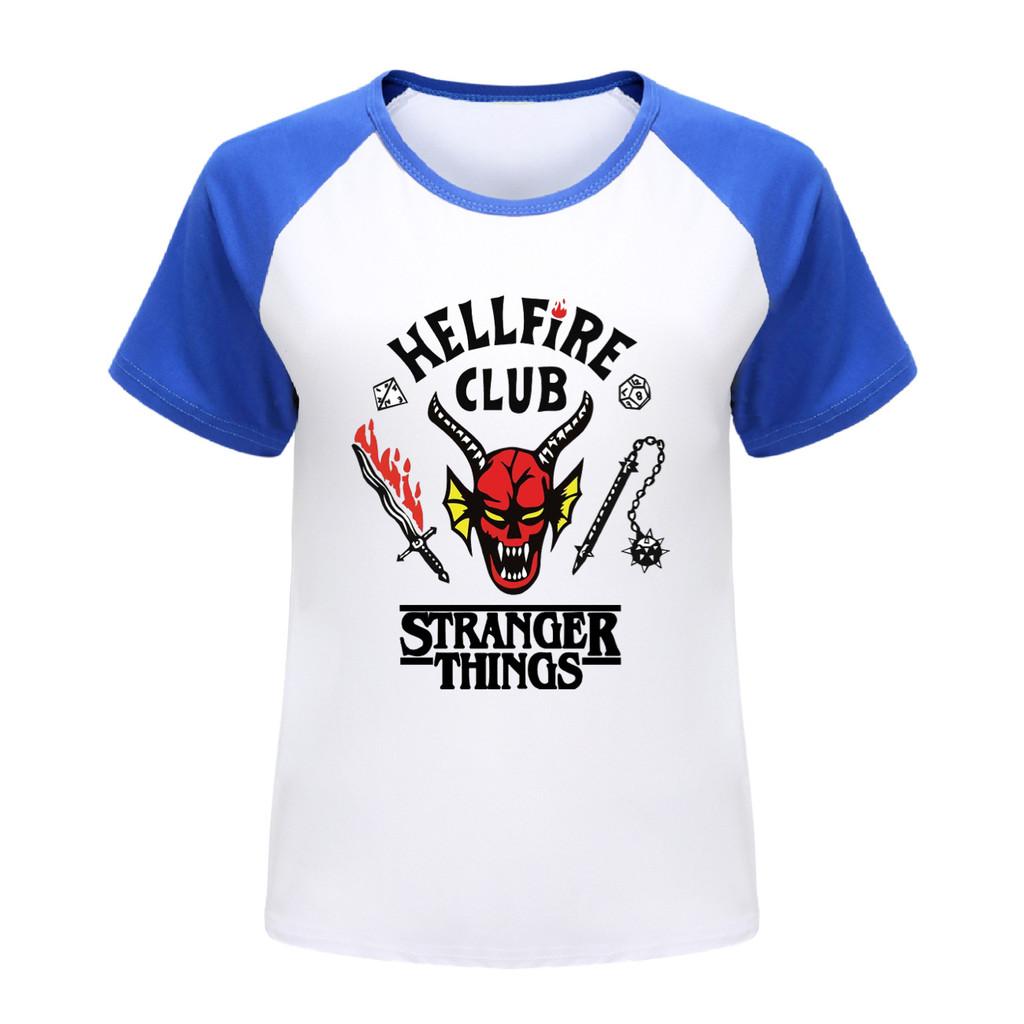 5253 Kids Boys Girls Stranger Print Raglan Short Sleeves T-Shirt