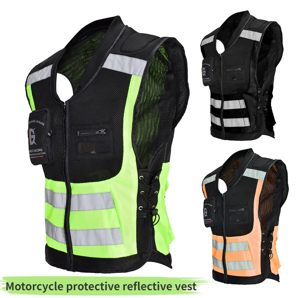 Motorradweste Reflektierende Weste Motorradjacke Bikerweste Moto Reflektierende Jacke Sicherheitsweste Warnung Grün Gelb Schwarz
