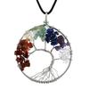 Natural Stone Irregular Tree Of Life Necklace Pendant Amethyst Wrapped Wisdom Tree Necklace Colorful Gravel N02