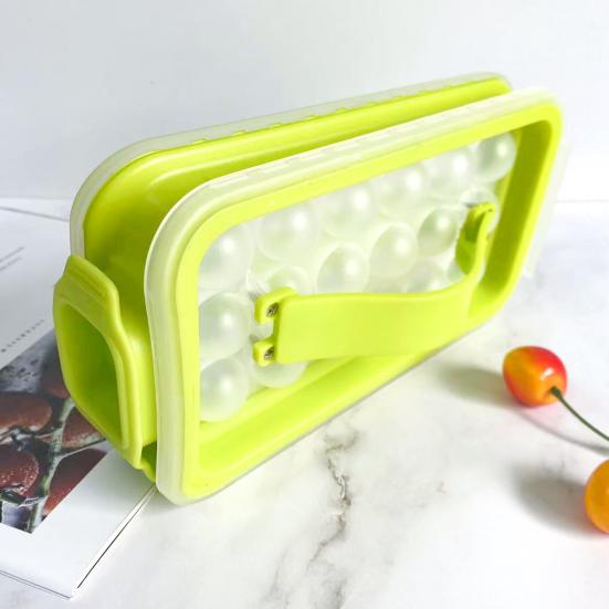 Eiswürfelform mit Deckel Lebensmittelechtes Silikon Eiswürfelbereiter BPA-frei Einfaches Entformen Ein-Klick-Entnahme Eiswürfelschale für Gefrierschrank