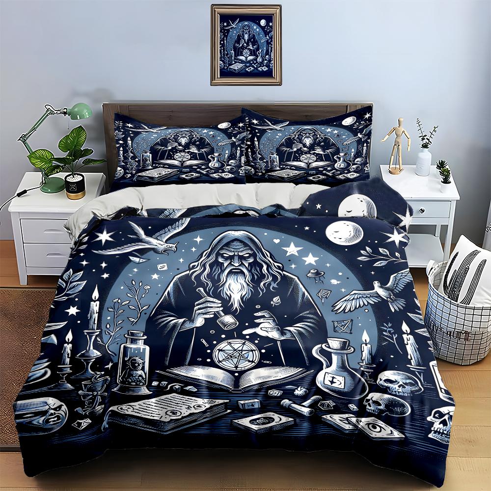 Mystical wizard design Bedding Duvet cover sets Duvet covers Pillowcases gifts (1 * Duvet Cover 2 * Pillowcases, without duvet insert)