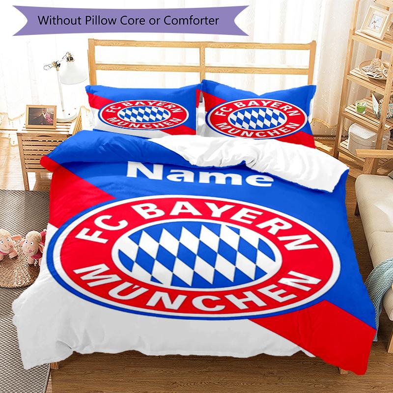 Set Biancheria da Letto FC Bayern München Personalizzato con Nome 3 Pezzi Copripiumino Chiusura Include 1 Copripiumino e 2 Federe, Morbido e Confortevole per Tutte le Stagioni.