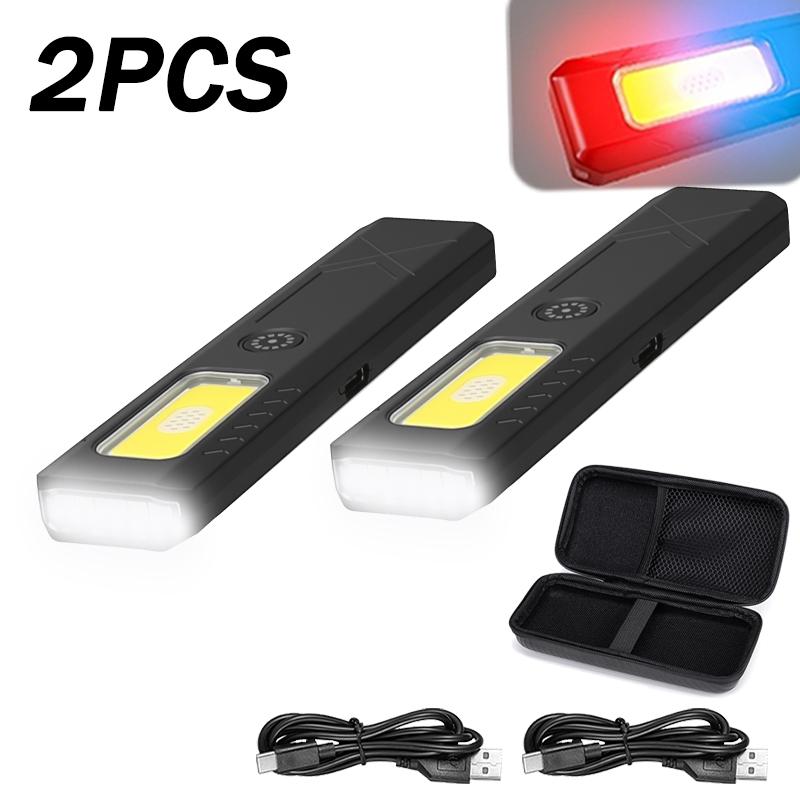 Mini Portable LED Handheld Flashlight USB Rechargeable EDC Flashlight with Emergency Red and Blue Lamp Outdoor Pen Clip Headlamp