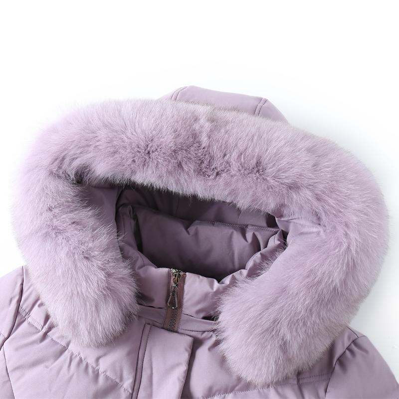 Real Fur Collar Middle Age Women's Puffer Jackets Winter Vintage Parkas Elegant Thick Warm Plus Size Long Down Coats Woman Outerwears