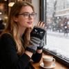 Cat Embroidery Fingerless Gloves Warm Knit Gloves Touchscreen Compatible for Daily Commute & Travel,  Women Cat Lovers, Gifts