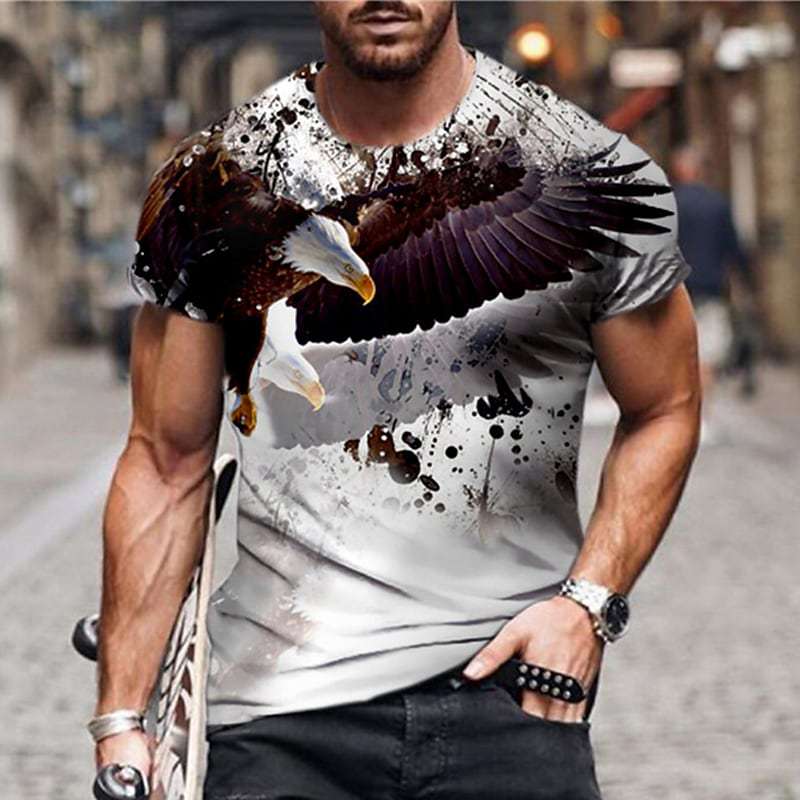 Men's Eagle 3D Digital Printed Loose Casual T-shirt