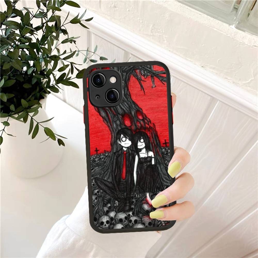 

Love Black And Cute Emo Phone Case for iPhone 16 15 14 11 12 13 Pro Max X XS Translucent Matte Cover iphone 15pro max