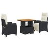 VidaXL Ensemble à Manger de Jardin avec Coussins 3 pcs, Table de Terrasse, Meubles de Patio, Mobilier d'Extérieur, Noir 3277375