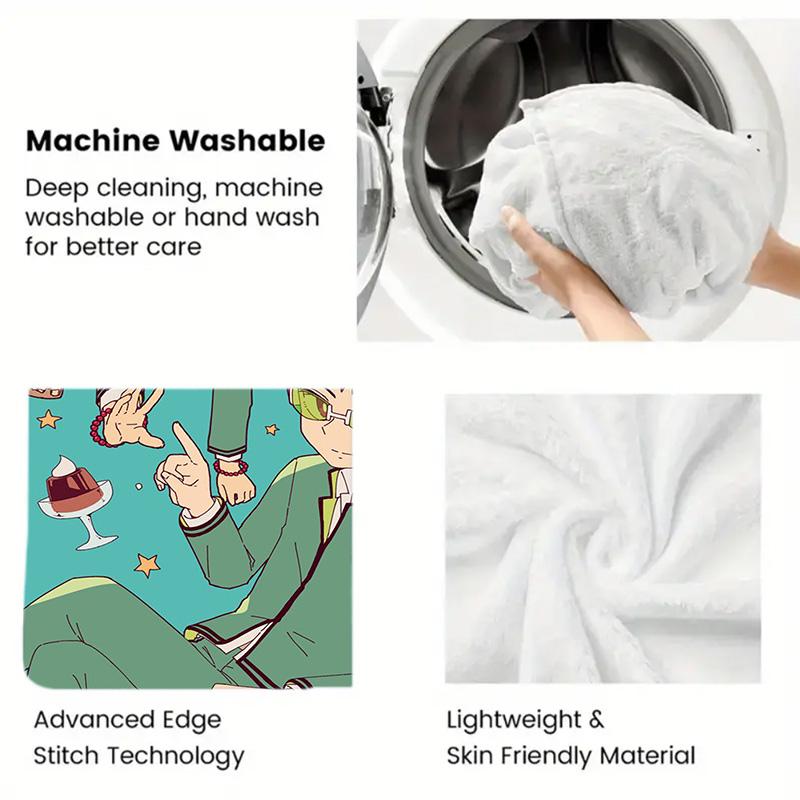The Disastrous Life of Saiki K. 2D Flat Pattern Flannel Blanket High quality All Seasons Warmth and Comfort Perfect for Christmas Gifts.SMT0917575