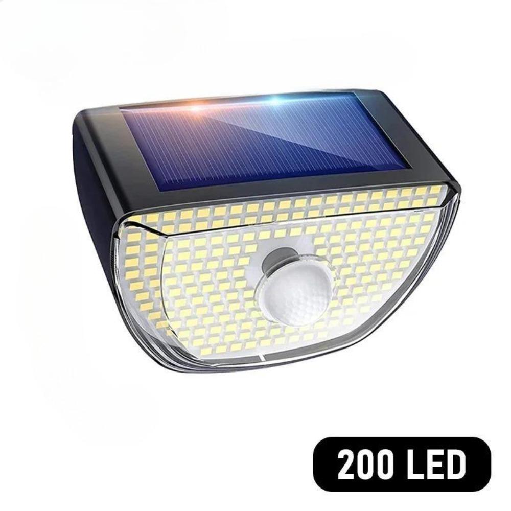 Waterproof 200 LED Solar Lights with Motion Sensor Outdoor Solar Security Lighting Wide Angle Solar Wall Light for Yard Garage Porch Garden