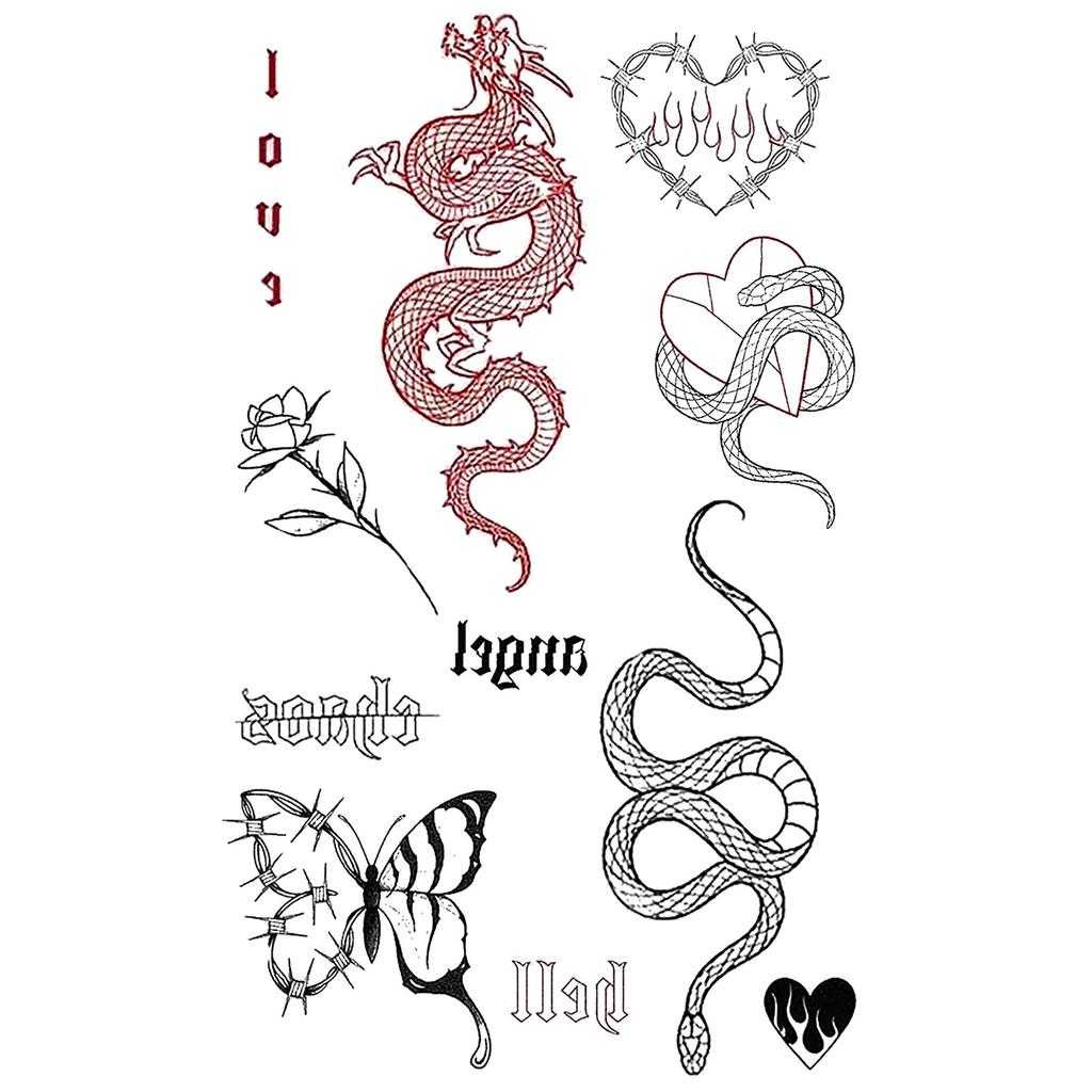 Y2K Sexy Butterfly English Cross Finger Waist Belly Tattoo Sticker Holiday Party Decoration Sticker