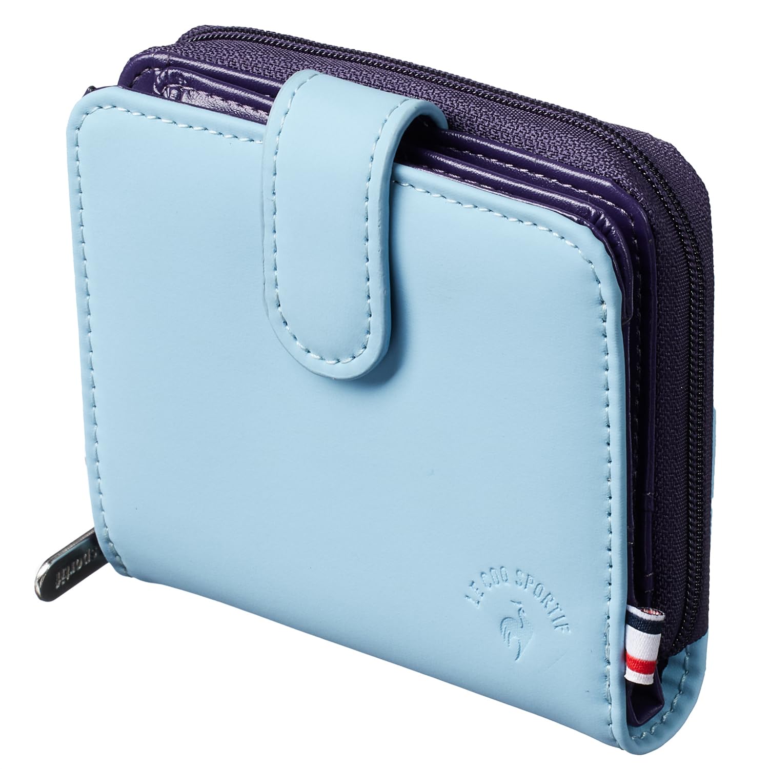 

Le Coq Sportif and Mini Coin Blue x Navy Men s Women s Two-Fold Wallet, Lightweight, Two-Tone Zipper, Purse, Multifunctional,
