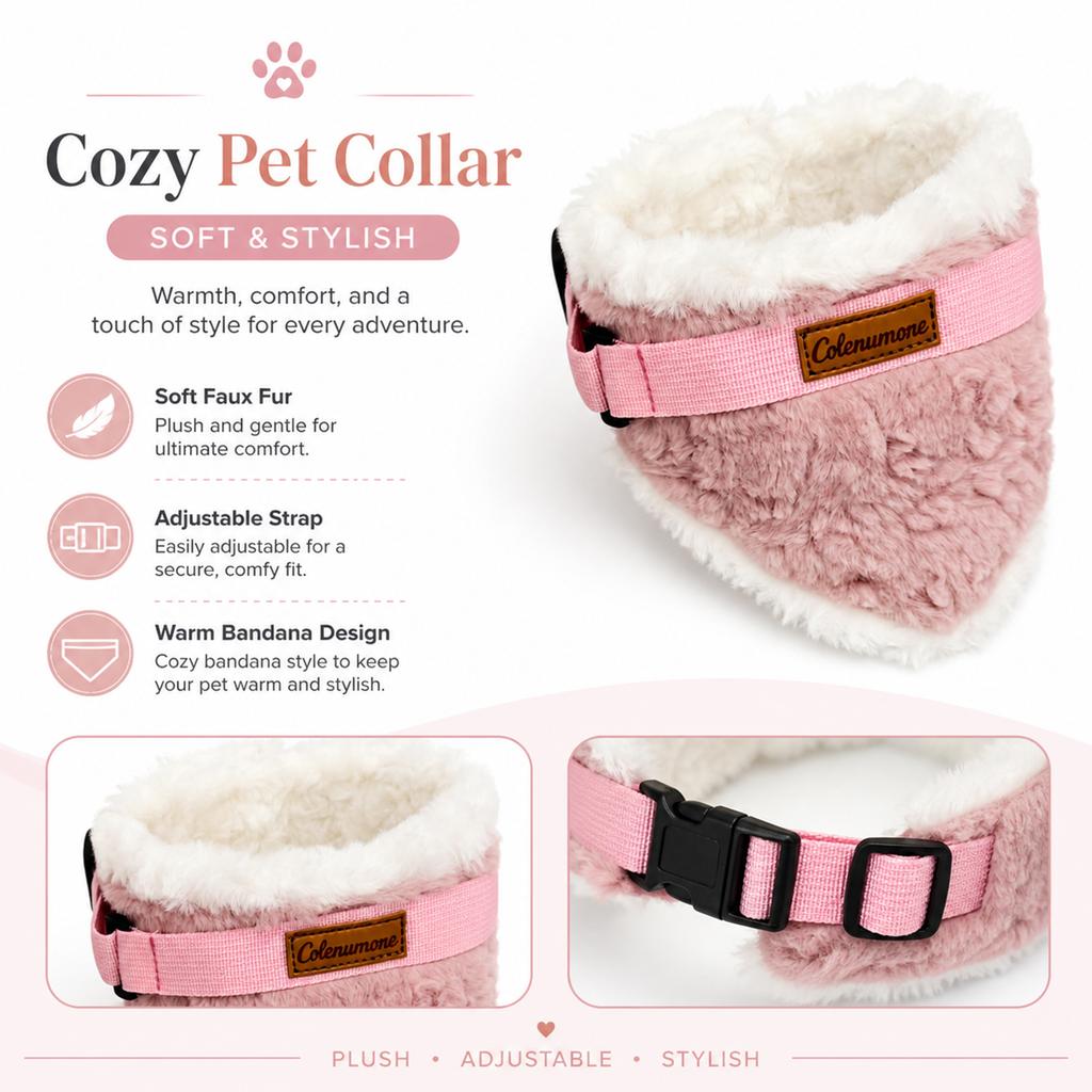 Autumn Winter Plush Pet Triangle Collar Thickened Fleece Lined Leash Available Anti Lost Soft No Choking Dog Scarf Adjustable