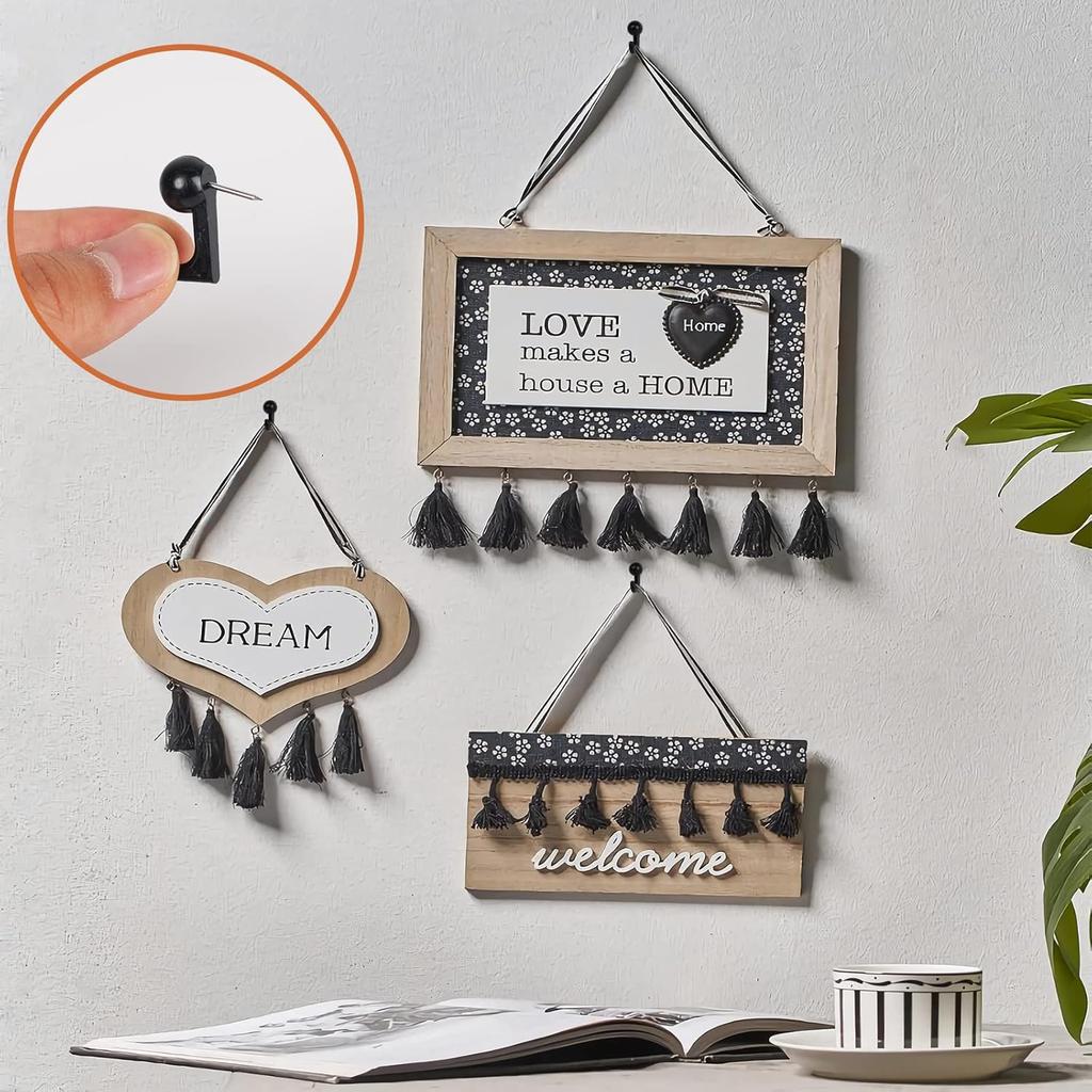 Push Pin Hooks - 50 Pieces Cork Board Hooks, Push P for Wall, Decorative Thumb Tacks Hook for Photo Wall, Bulletin Board, Home Wall, Map, Calendar,