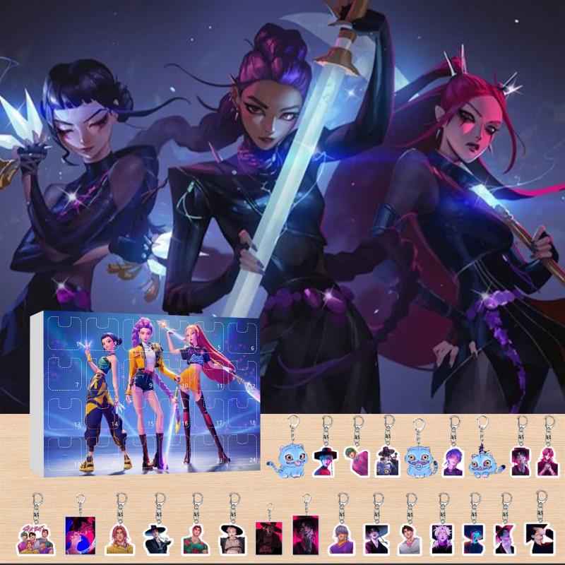 Kpop Vânătorii de Demoni Calendar de Advent Cutie Oarbă Calendar Numărătoare Inversă Cu 24 Jucării Brelocuri Cadouri Pungă Pandantiv Joc Amuzant Obiecte de Colecție