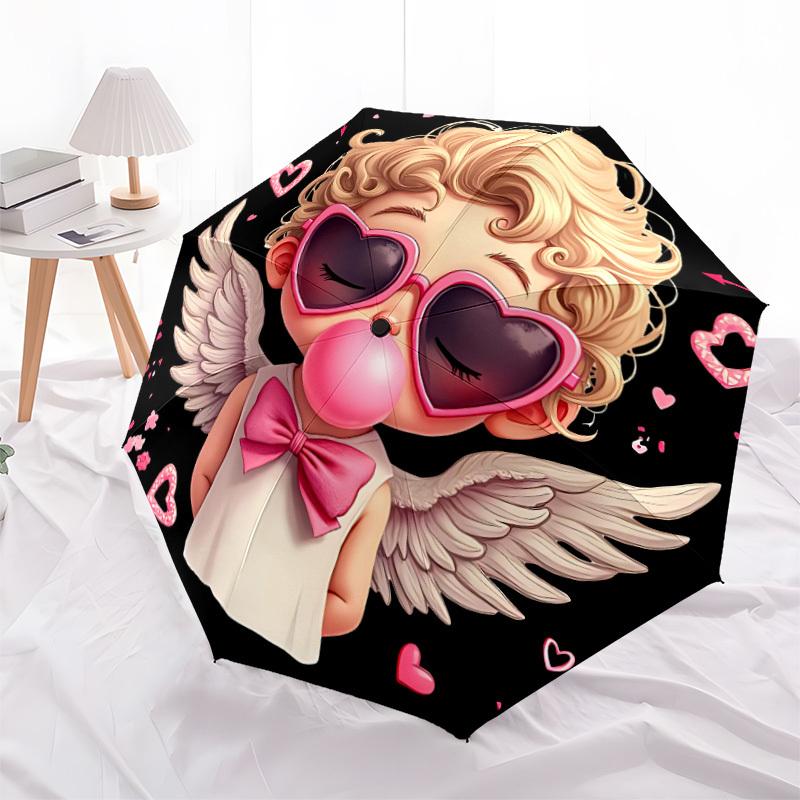 1pc Angel Wings Automatic Open/close Umbrella, 8-Rib Sturdy Structure, Auto Folding/Opening, Portable Travel Umbrella for Women,215