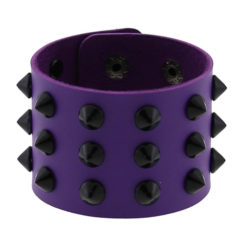 Gothic Punk Hip Hop Rock Spike Rivet Stud PU Leather Wristband Bracelet Bangle