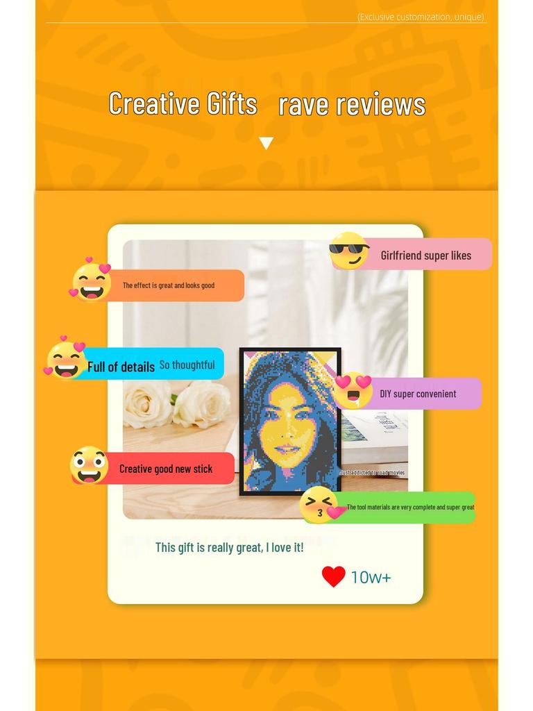 Creative Pixel Art DIY LEGO-Compatible Mosaic Photo Frame Gift for Friends - MOC Portrait Building Blocks
