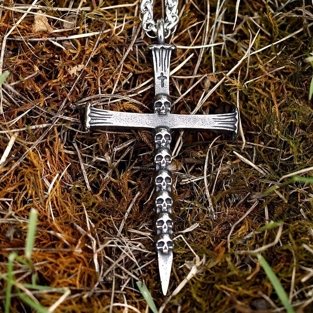 Nye kreative design Cross Skull Halskjede anheng for menn Gothic Punk smykker for gave