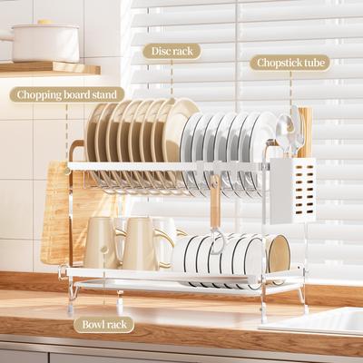 Door-Type Double-Layer Dish Rack (Flat Wire Style)