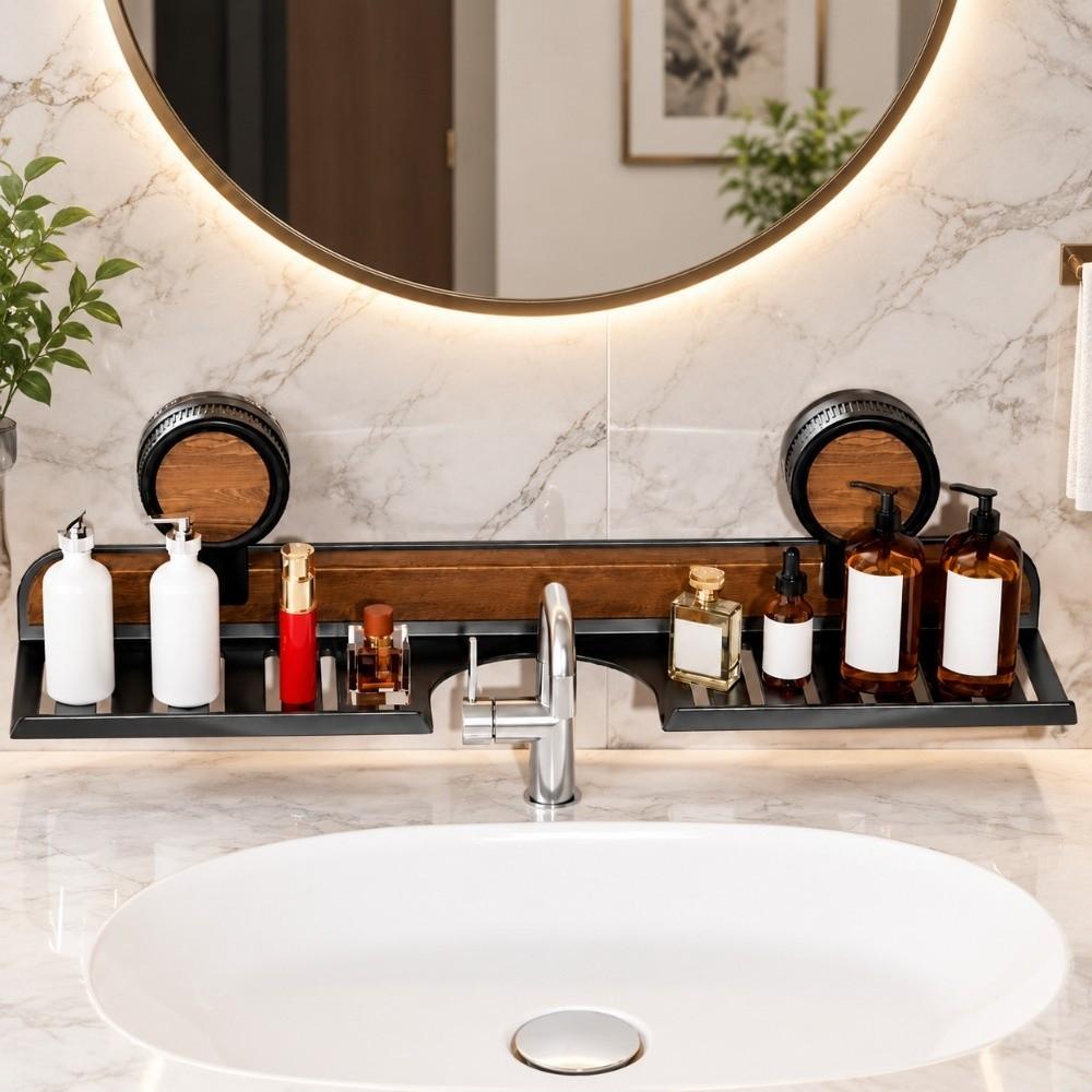 Space Saving Sink Rack No Drill Wall Mount Bathroom Shelf Drain Basket  Over Faucet
