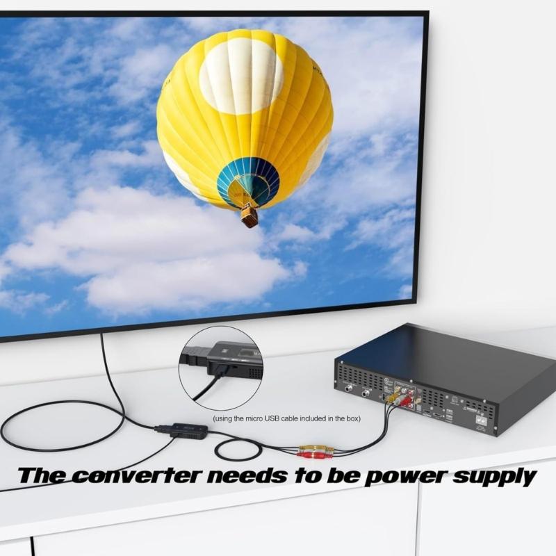 3RCA Female/Male to HDTV Converter Composite to HDTV Adapter Support 1080P for Game Console VCD Player Electronic