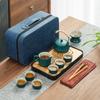 Travel Tea Set Small Set Office Household Teapot Chinese Ceramic Teacup Outdoor Small Tea Tray Portable Bag