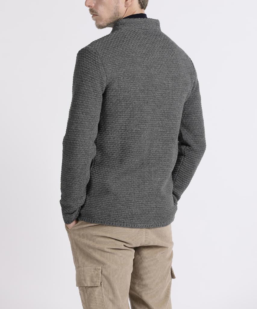 Panicale Gray Textured Wool Blend Knit Cardigan Jacket