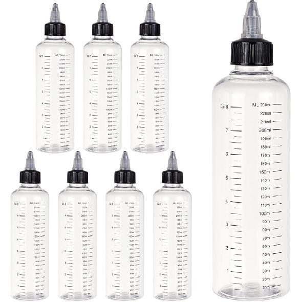 BENECREAT 15 Pack 50ml Transparent Plastic Dispensing Bottle with Twist Cap and Graduated Measurement for Liquids, Inks, Oils, Arts and Crafts