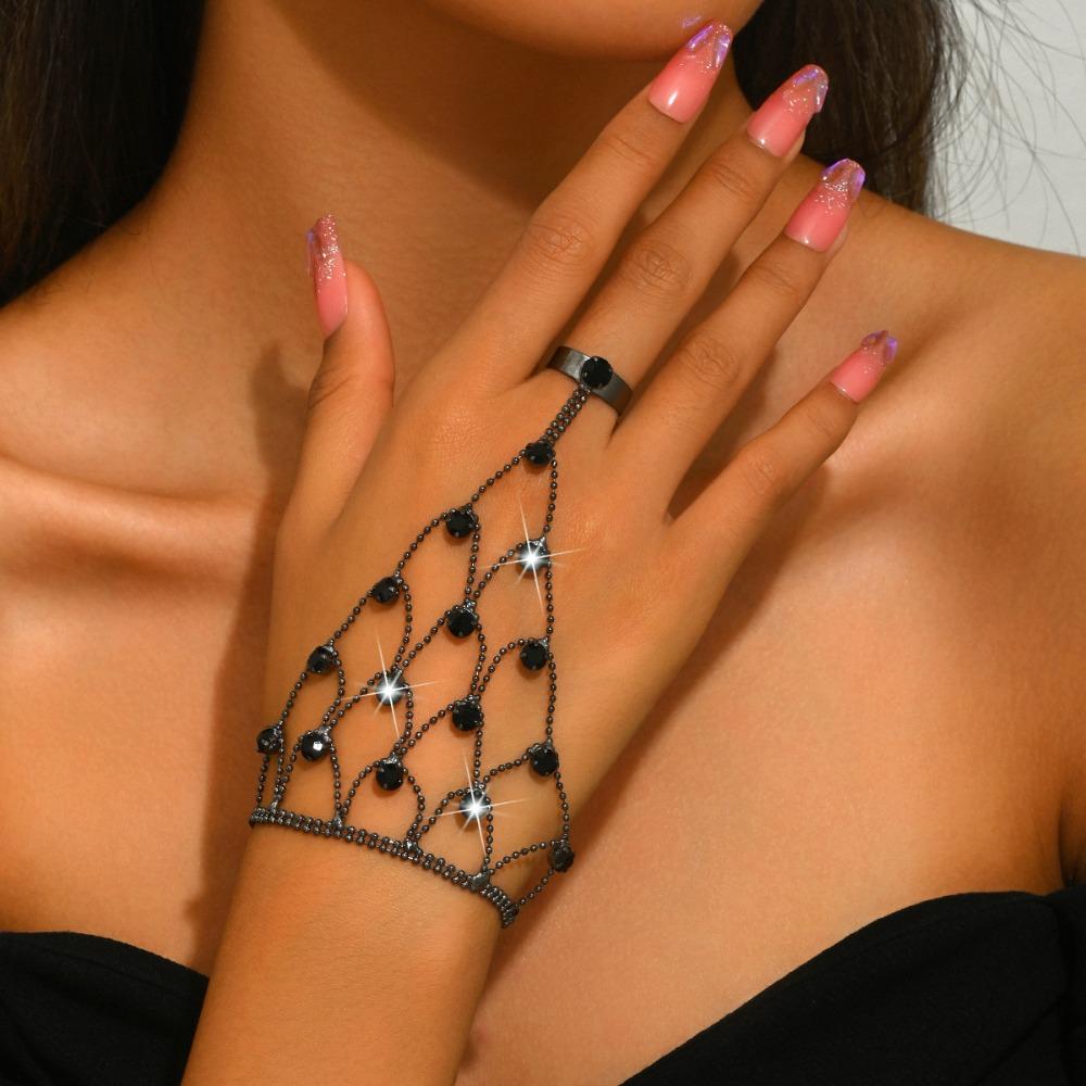 

Vintage Fashion Hand Chain Ring Luxury Elegant Hand Chain Jewelry Gifts чорний
