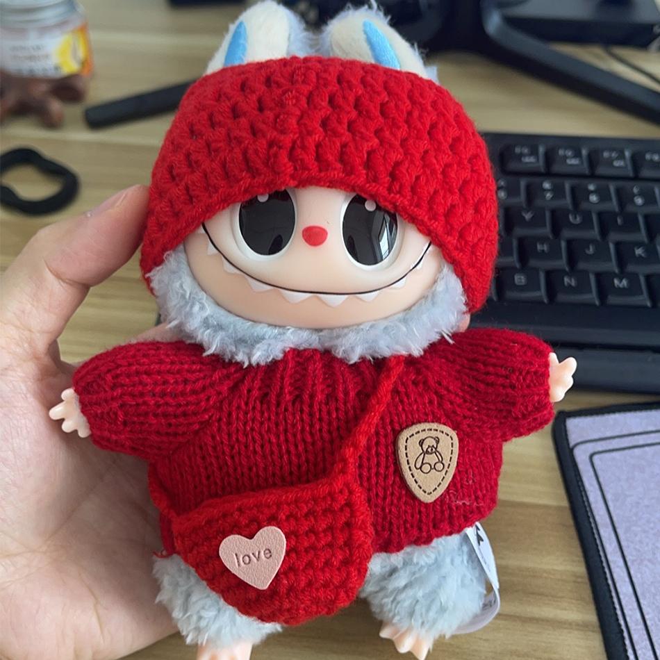 15/17cm Labubu Kleidung für Prinzessin Puffy Rock Spitzen-Unterkleid Krawatte Kopfschmuck 2 Stück/Packung Plüsch-Baumwollpuppe Dess Zubehör Geschenk