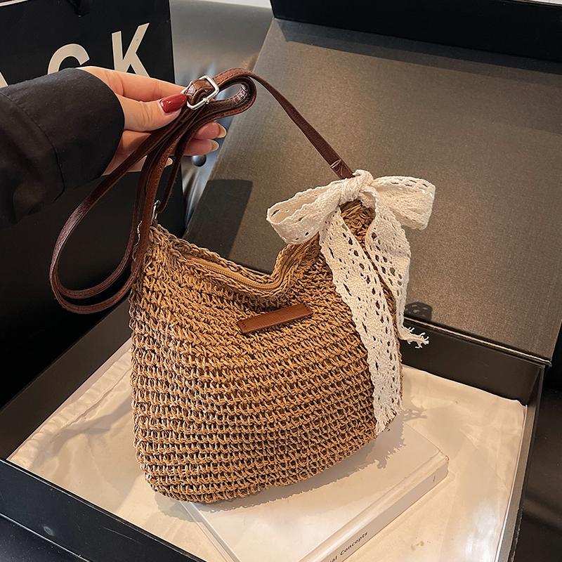 Casual Large Capacity Straw Shopping Shoulder Bag Hollow Out Woven Women Crossbody Bags Summer Beach Travel Lady Wicker Knitted Handbag