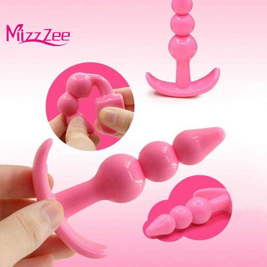 Mizz Zee 4-teiliges Analplug-T-Bar-Basis-Po-Flirt-Massagegerät für Paar-Masturbationssex