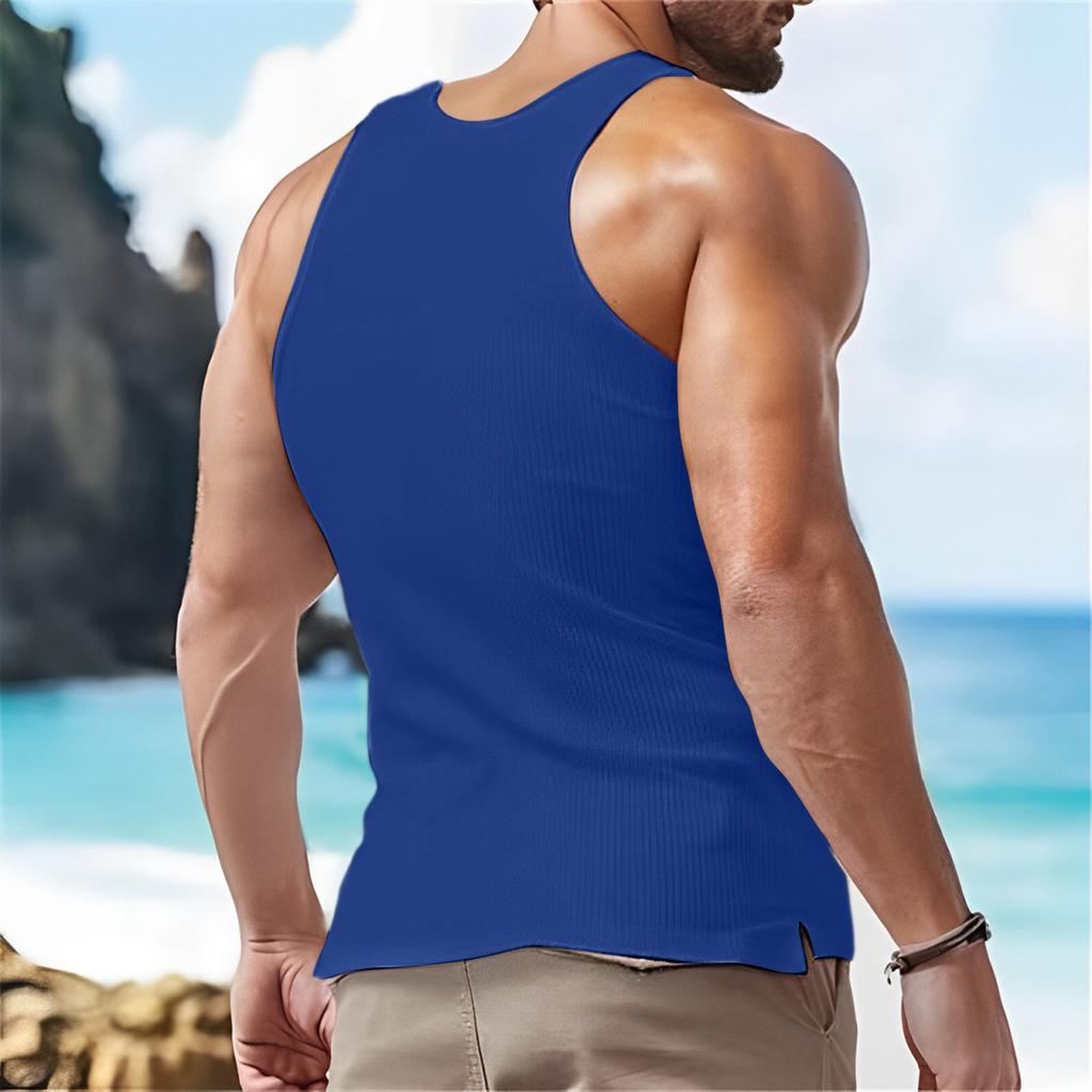 Strato Base Uomo Aderente Casual Semi-aperto Senza Maniche, Gilet Esterno per Fitness e Sport