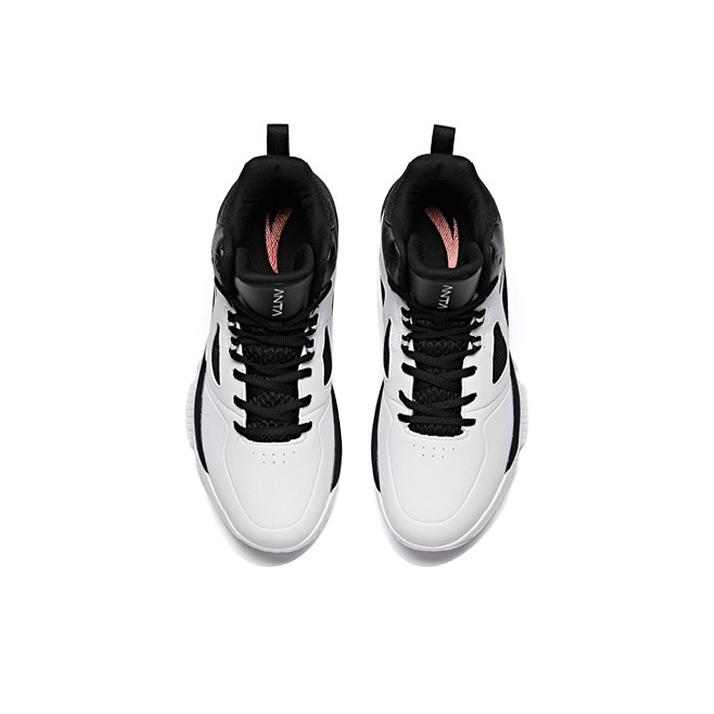 Anta Badass Shock Absorption Slip Resistant Durable Mid Top Retro Basketball Shoes Men sneakers White Black 91931109-2