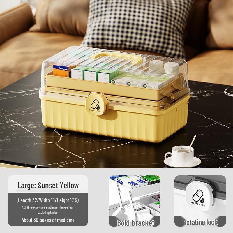 Multi-Layer Portable Medicine Box - Large Capacity First Aid & Epidemic Prevention Storage