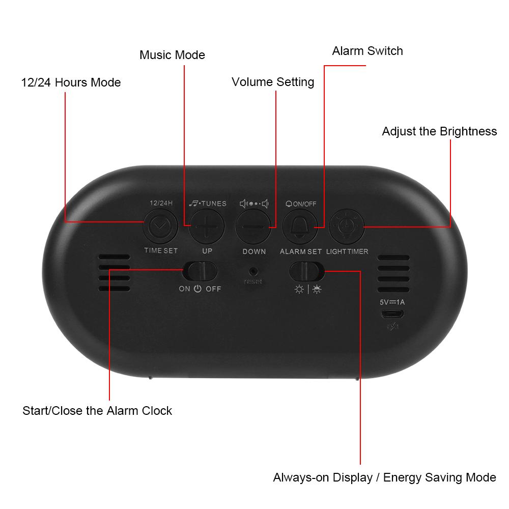 Nachtlicht Digital Wecker Elektronische Desktop Uhr Musik Tischuhr Home Dekore Mit Touch