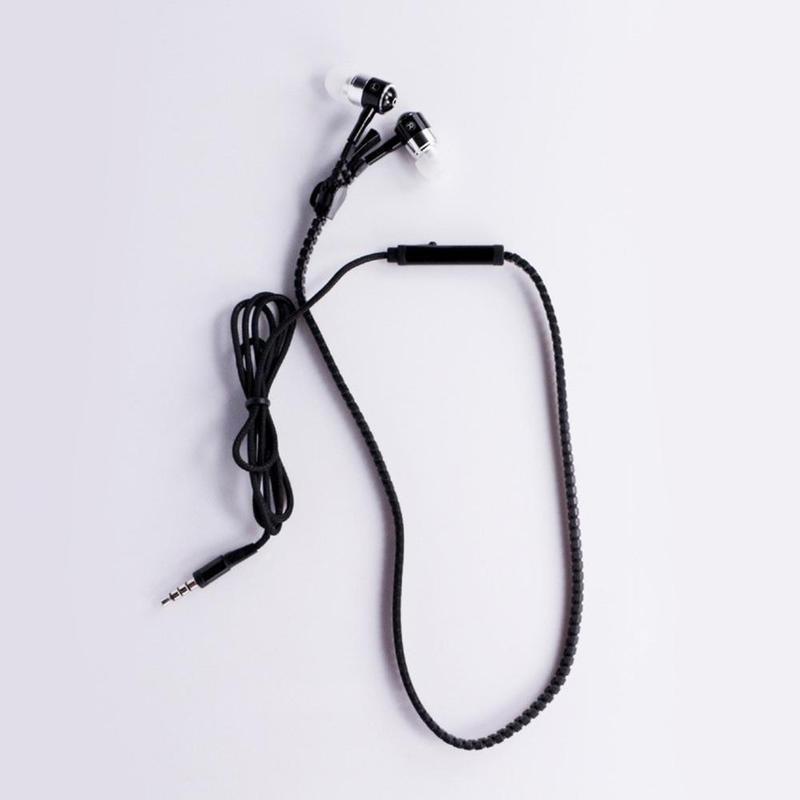 3.5mm In-Ear Zip Zipper STEREO Hands Free Headphones Headset +Mic Earphones Cool