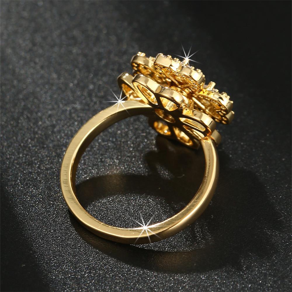 Blütenblatt Kupfer Schmuck Damen Drehbarer Ring Mit Galvanisierter Oberfläche Für Modeaccessoires