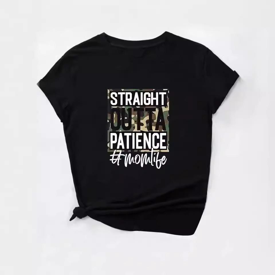 European and American spot printed crew neck T-shirt spring and summer casual short-sleeved crew neck top short-sleeved women's T-shirt