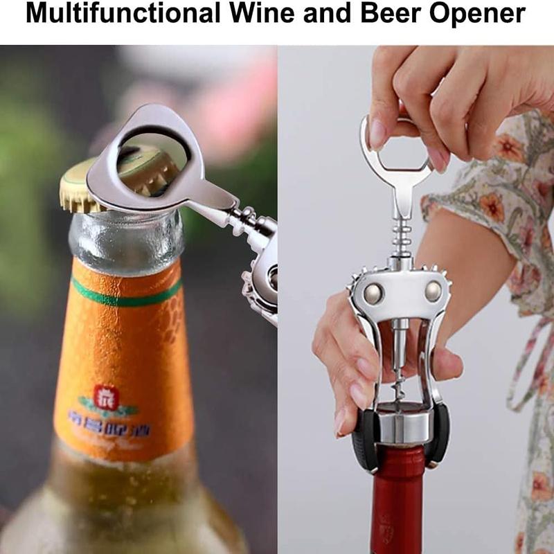 Wine Bottle Opener with Bottle Stopper Zinc Alloy Wine Opener Multifunctional Corkscrew Bottle Opener Winged Wine Bottle Opener