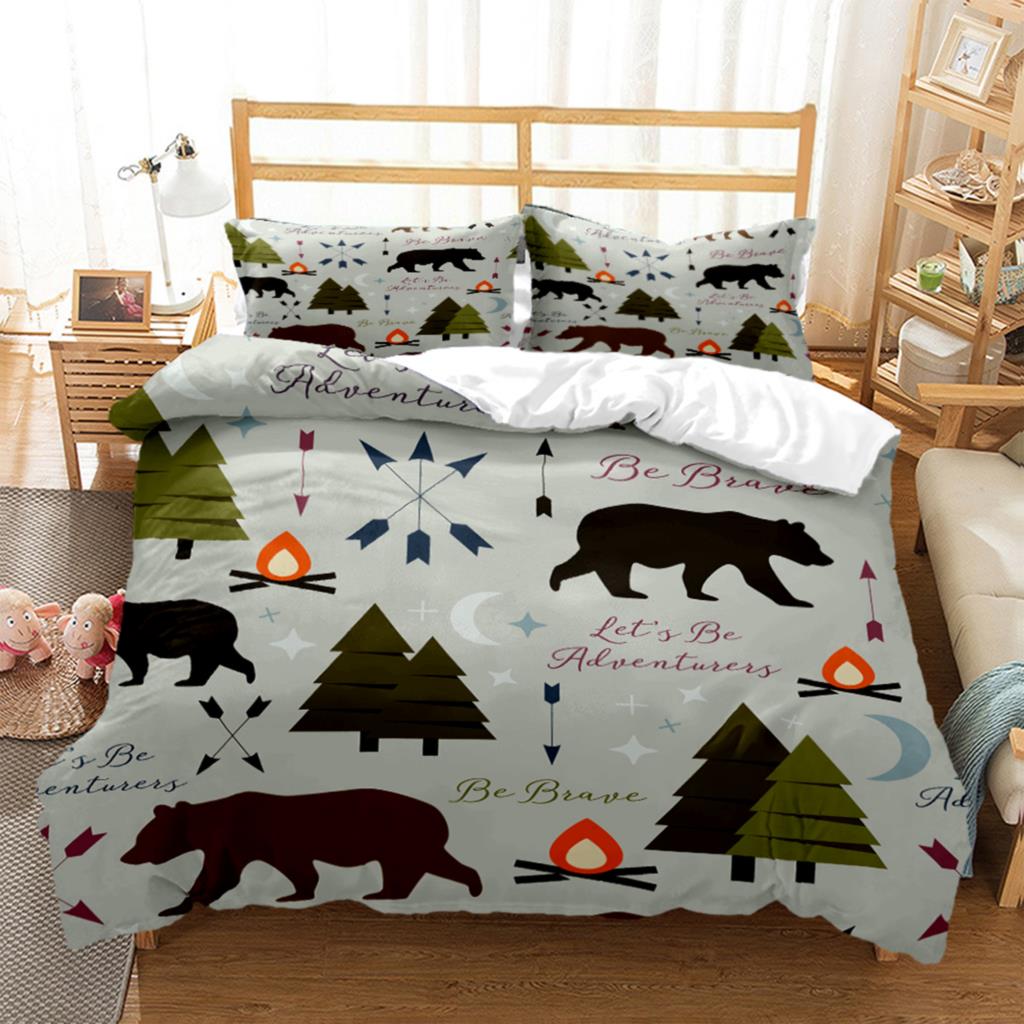 Cartoon Little Bear HD Print Bedding SetKing Size Bedding Setgirl's Bed Double Bed Duvet Covers Pillowcase Bedding Set