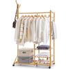 Yorbay Rolling Coat Rack Stand - 100 X 38 X 176 Cm - Coat Rack with Storage Shelves
